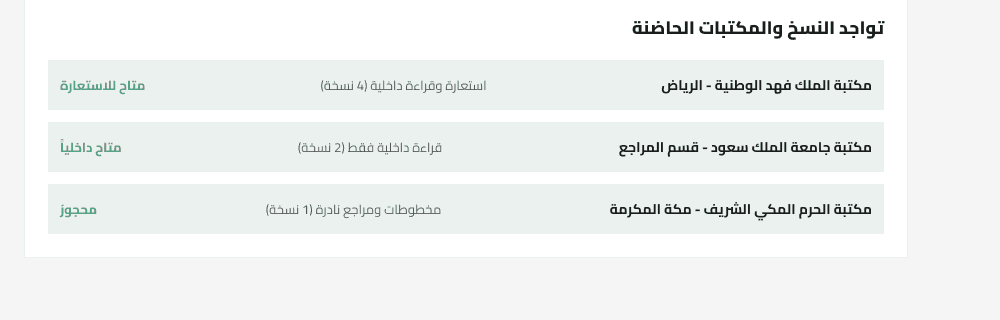 جدول تواجد النسخ